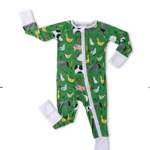 Little Sleepies Green Farm Animals Zippy 12-18 Months